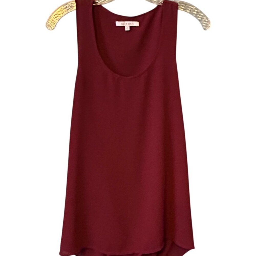 Naked Zebra Burgundy Sleeveless Draped Blouse Tunic Open Back Size M - Picture 2 of 8